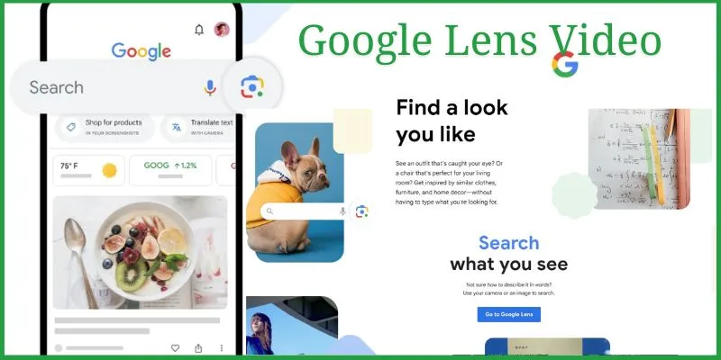 google lens voice and video search banner with images and captions from search