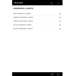 jaguar land rover iguide warning lamps section main screen on the android app