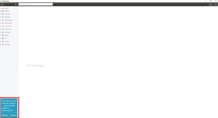 mailspring free software accounts limit warning