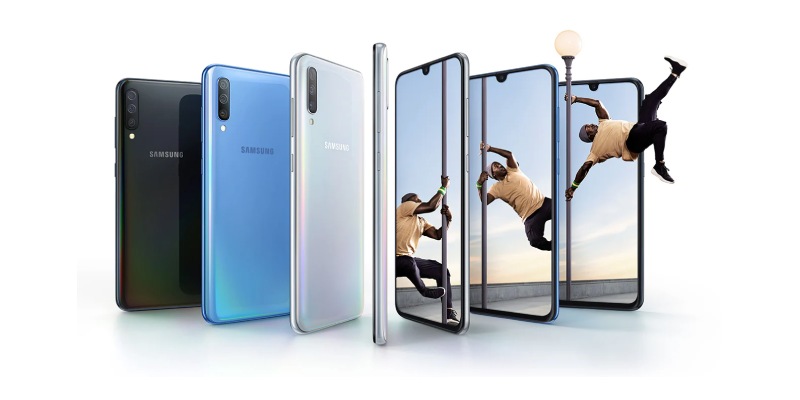 samsung galaxy a70 rear and front facing views