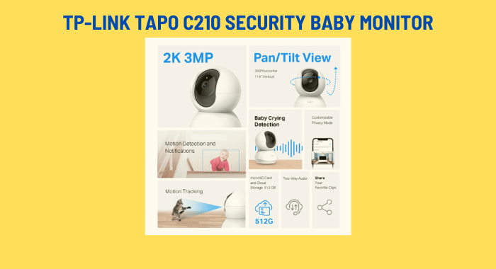 tp link-tapo c210 smart security baby monitor with features listed